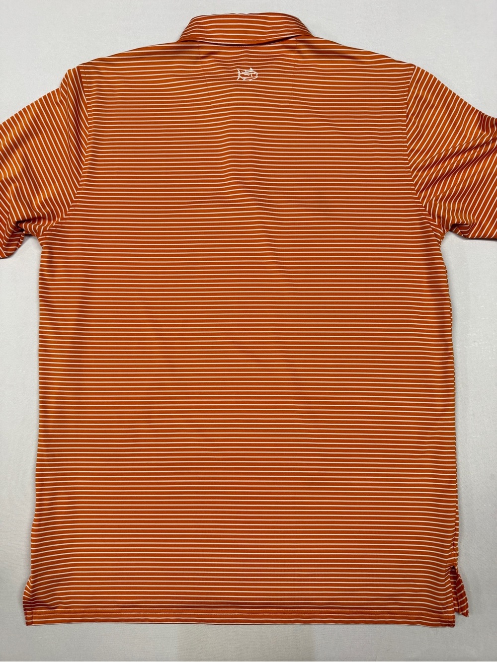 Men’s Medium Southern Tide Orange/White Stripe Performance Polo Short Sleeve - Picture 5 of 6